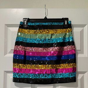 NWT Express Multi-Color Sequin Stripe Mini Skirt